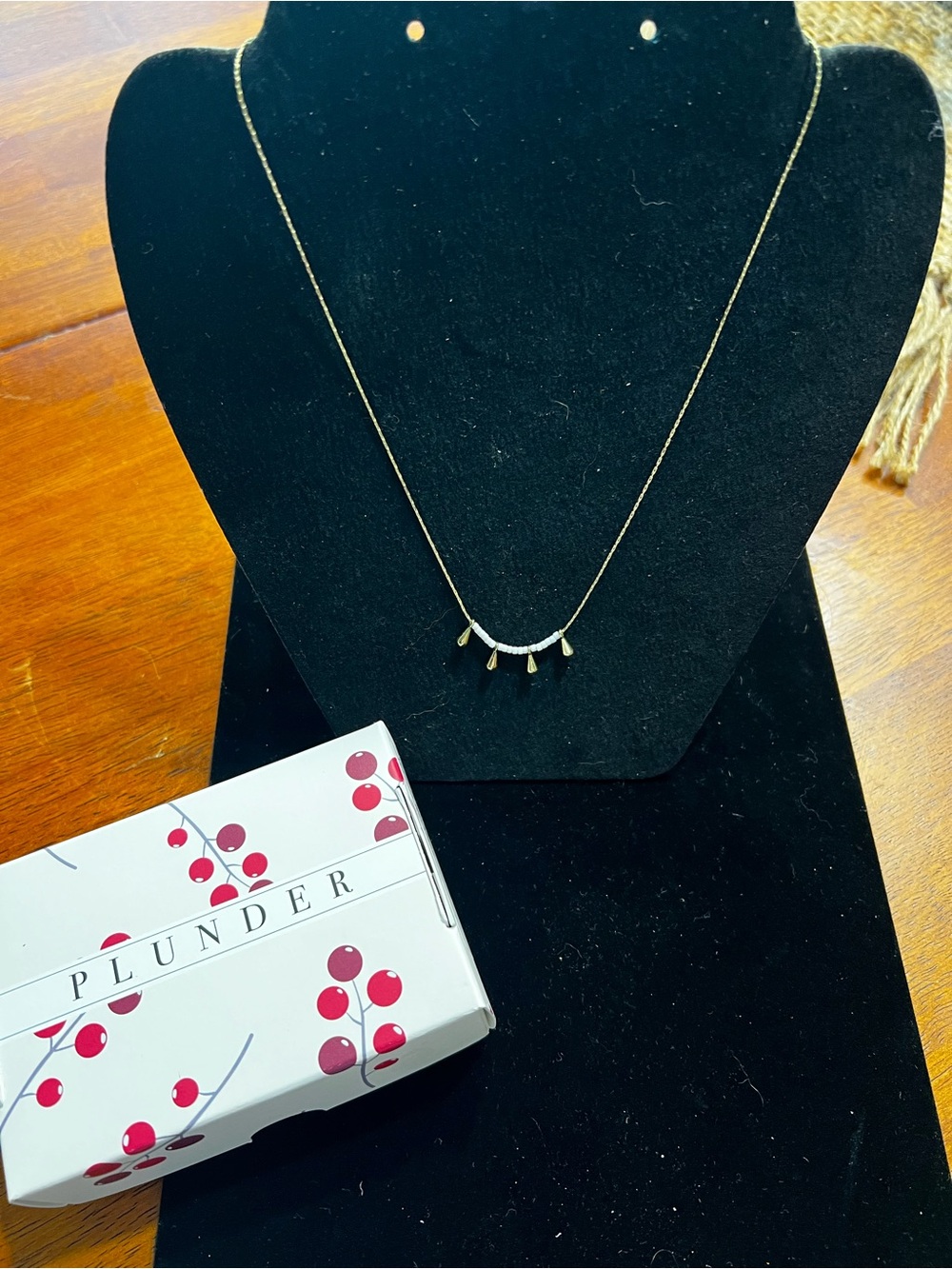 Plunder Gold Tone Curved Bar Necklace with Spike Charms
